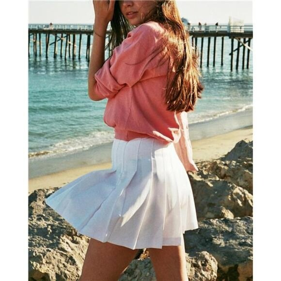 High Waisted Pleated Tennis Skirt with Shorts School A Line Skater Mini - Picture 5 of 6